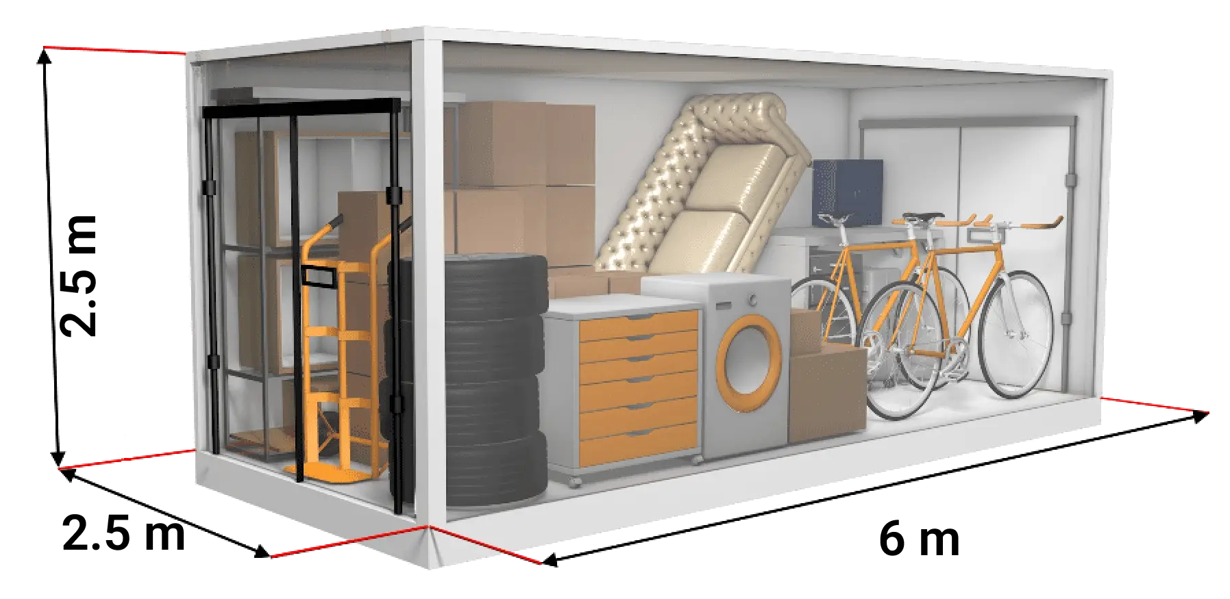 Size of 38m Self Storage Unit
