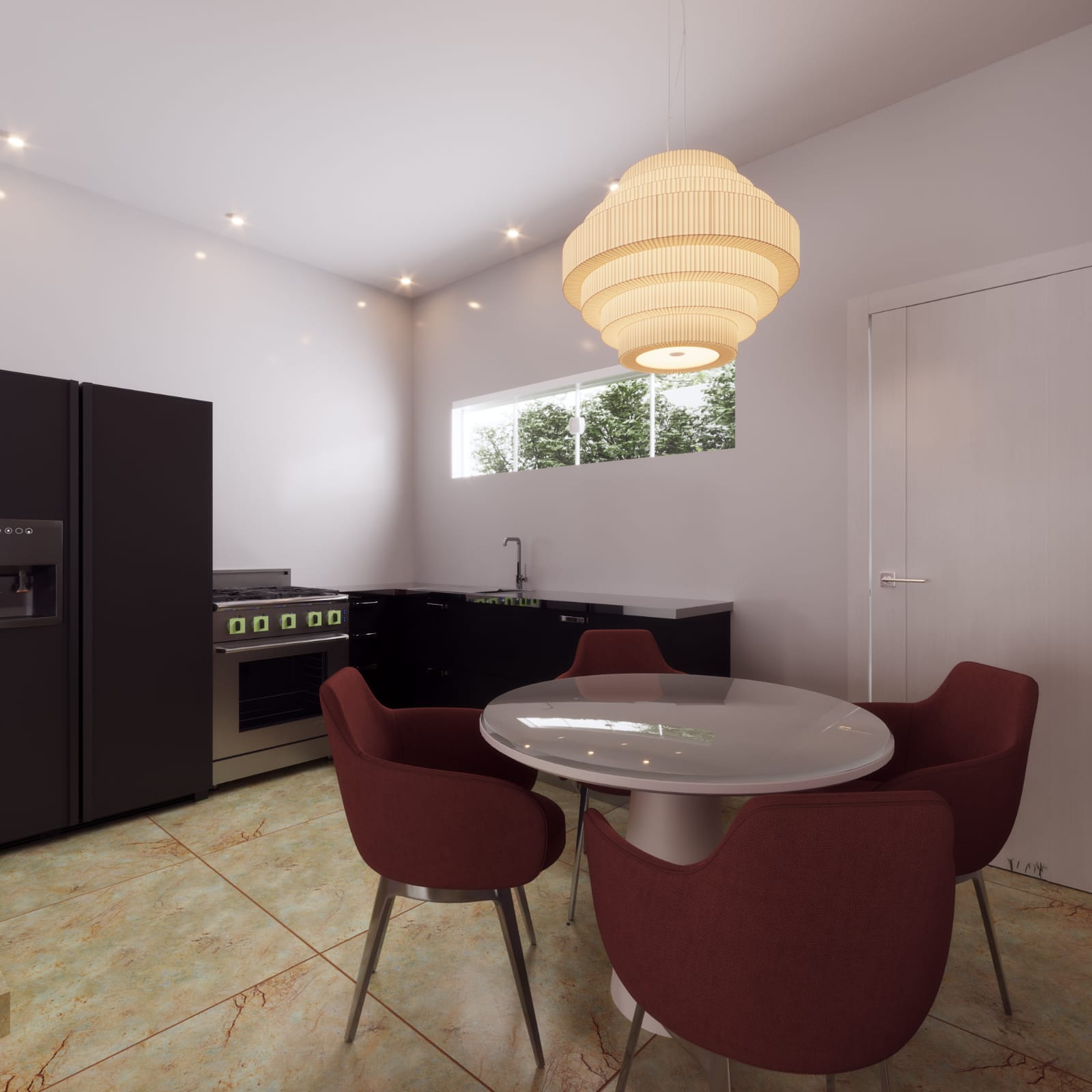 two people looking at a tablet and smiling