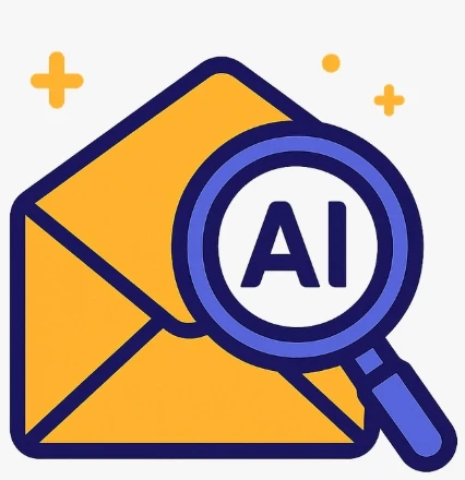 Icône flat design représentant un CRM intelligent qui analyse et comprend les données clients grâce à l'IA.