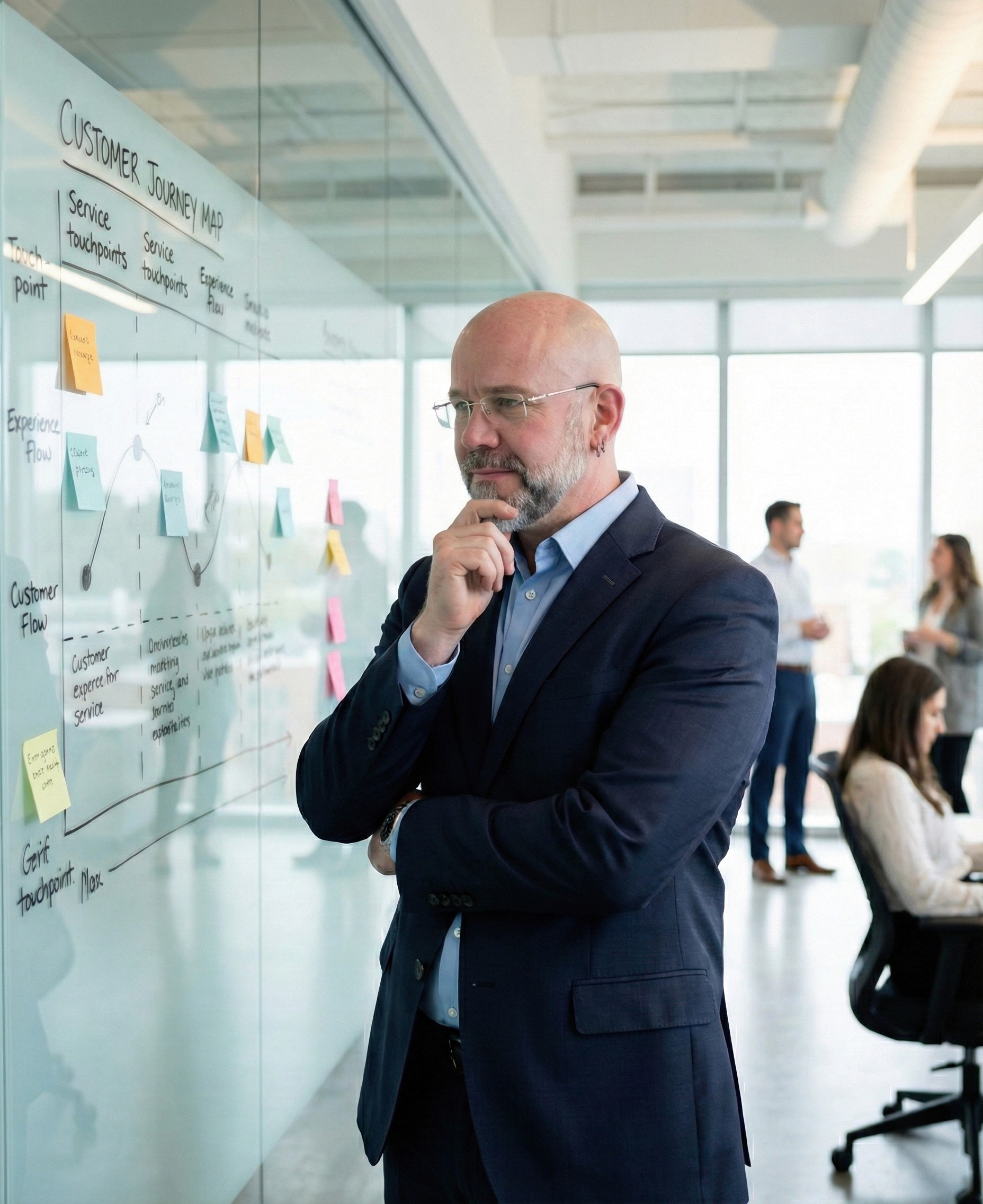 Mark Hennick, Customer Service Consultant, analyzing data regarding customer service satisfaction