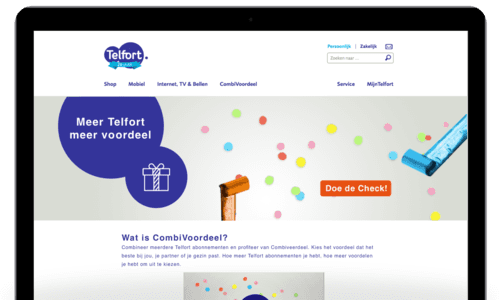 Laptop met pagina van Telfort op display.
