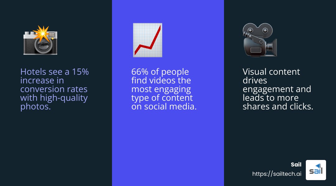 15% increase in conversion rates with high-quality photos - how to market a hotel on social media infographic 3_facts_emoji_blue