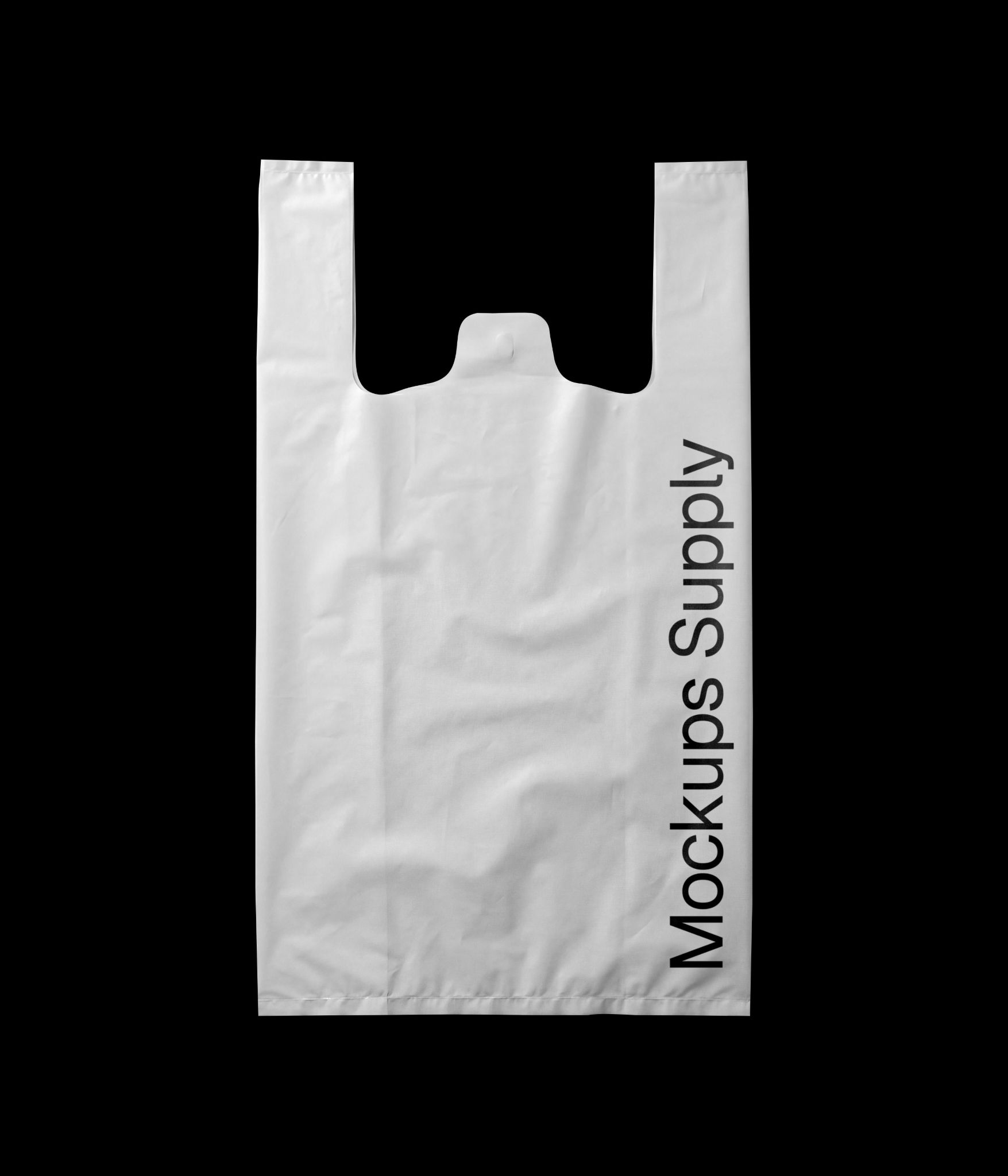 Plastic T shirt bag mockup with customizable branding and realistic folds