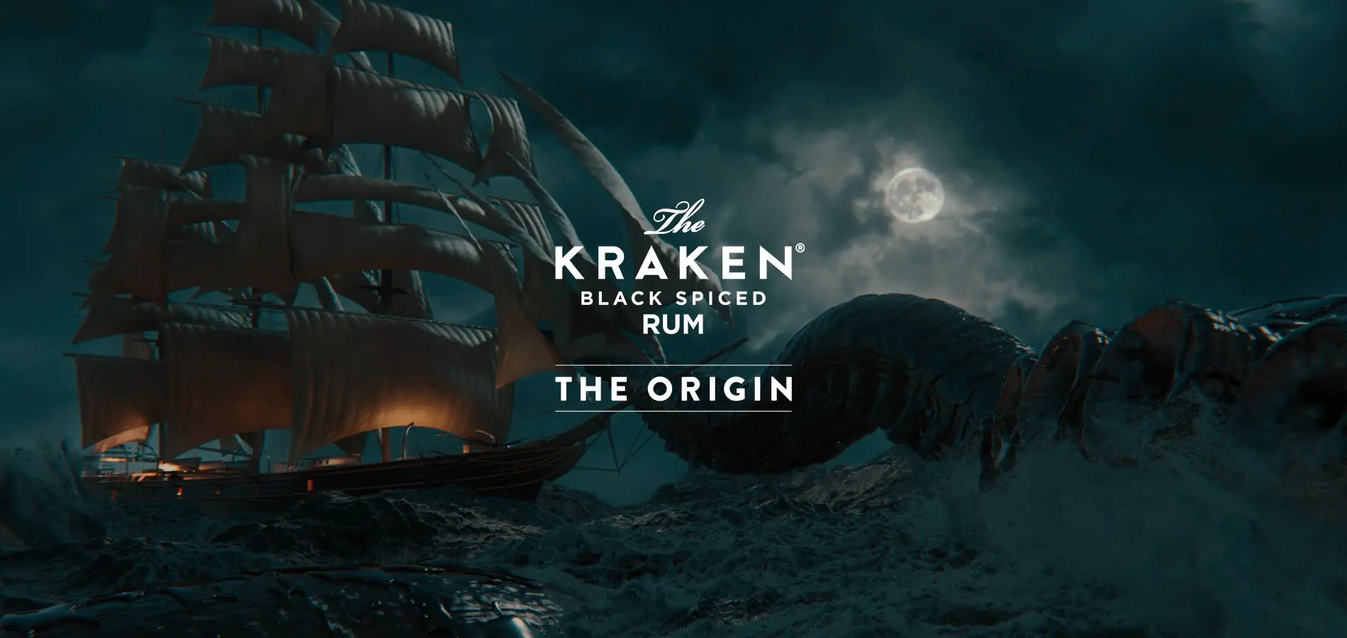Kraken attacking a ship at night