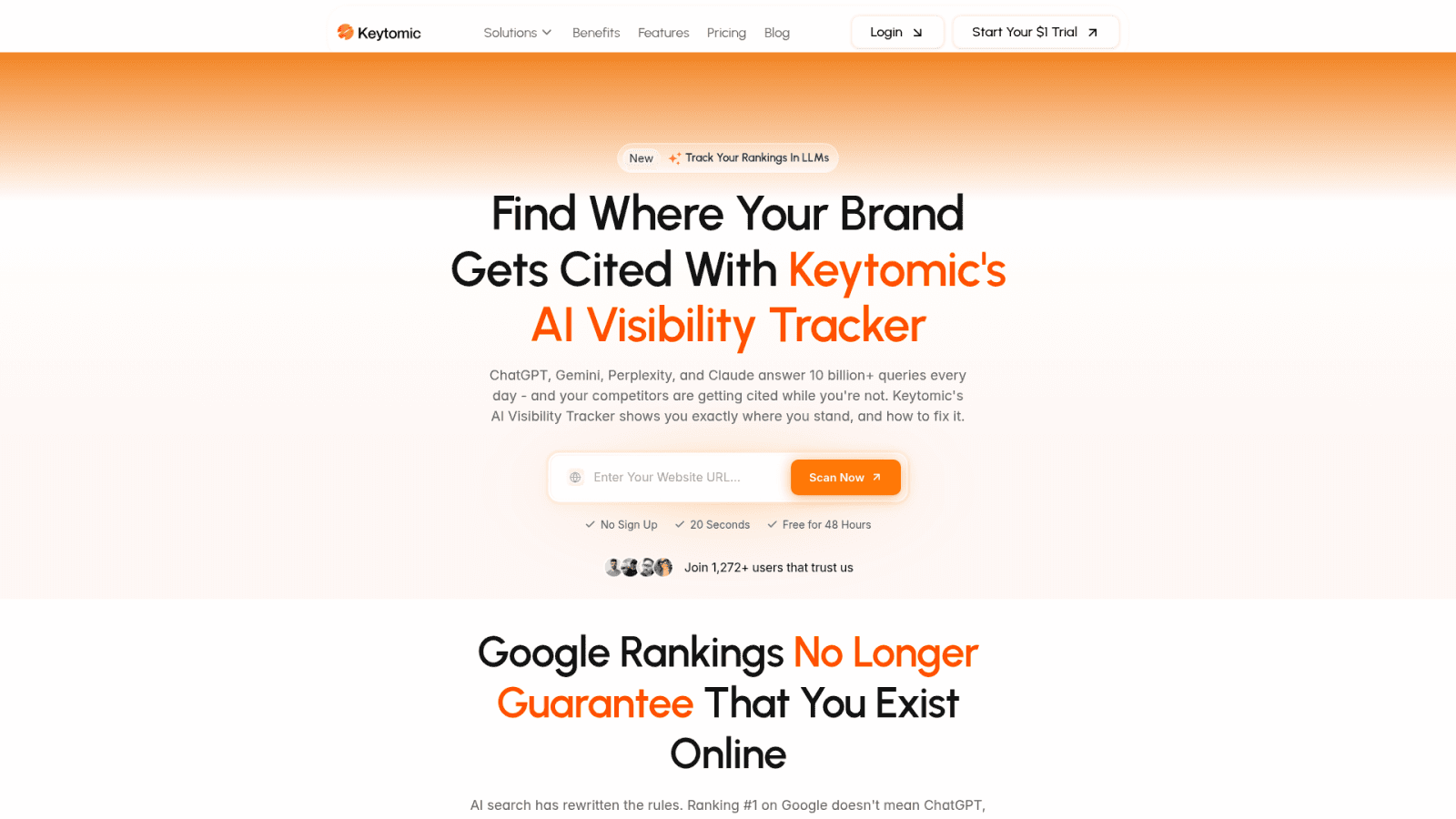 Keytomic AI Visibility Tracker feature page