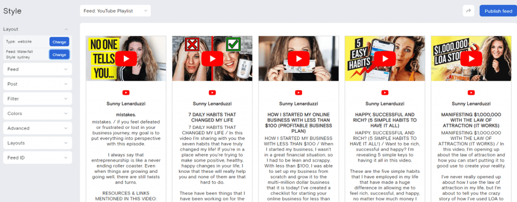 Stylize YouTube feed