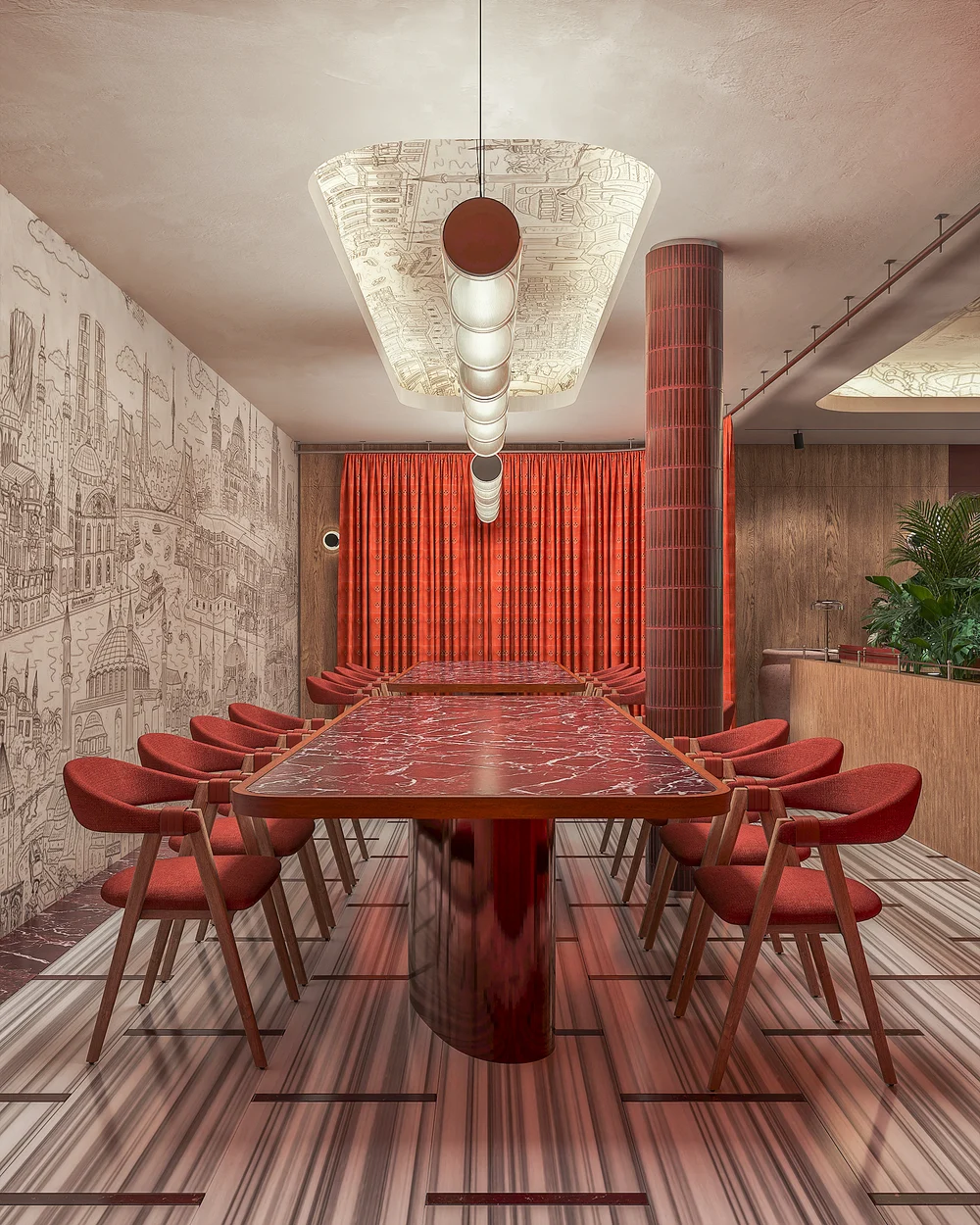 Metal Table standing aganst a wood wall