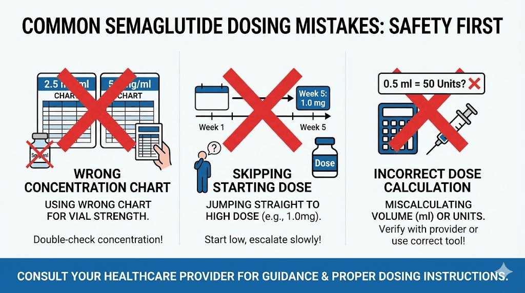 Common semaglutide dosing errors to avoid including concentration confusion and skipped escalation phases
