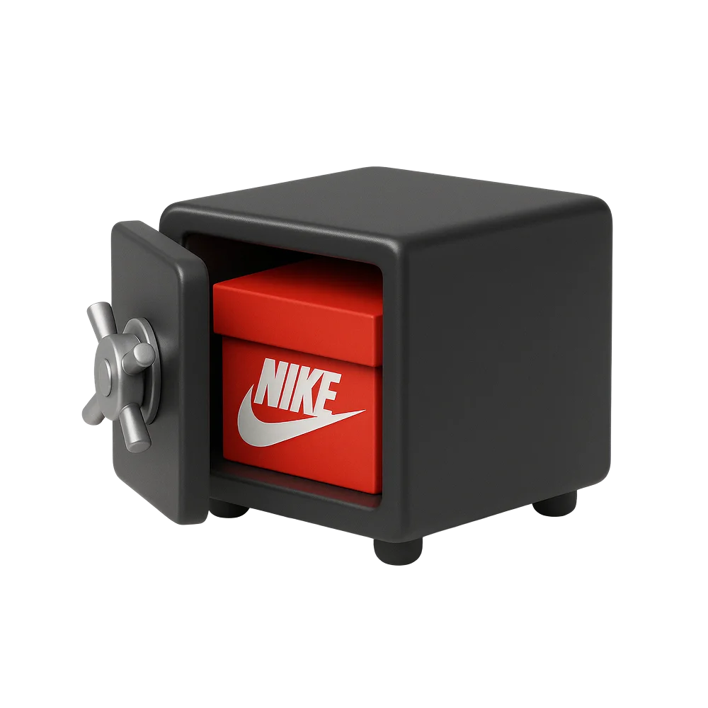 Sneaker boxes inside a secure, climate-controlled vault for protected storage.