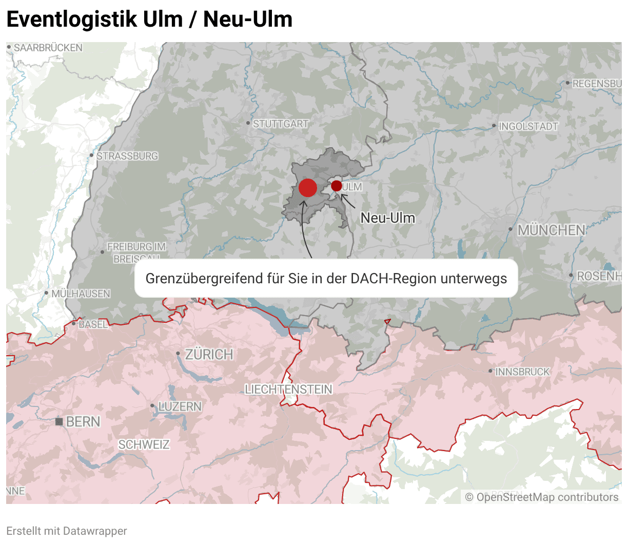 Interaktive Standortkarte der BKD Service GmbH im Raum Köln. Ein zentraler Punkt markiert den Standort in Kürten. Zwei farbige Radien verdeutlichen die Erreichbarkeit: Der innere Kreis zeigt das Kern-Einzugsgebiet innerhalb von 30 Minuten Fahrtzeit (inkl. Köln Zentrum und Bergisch Gladbach), der äußere Kreis die Erreichbarkeit innerhalb von 60 Minuten (inkl. Düsseldorf, Bonn und Teile des Ruhrgebiets). Die Karte verdeutlicht die strategische Lage für kurzfristige Event-Einsätze in NRW.