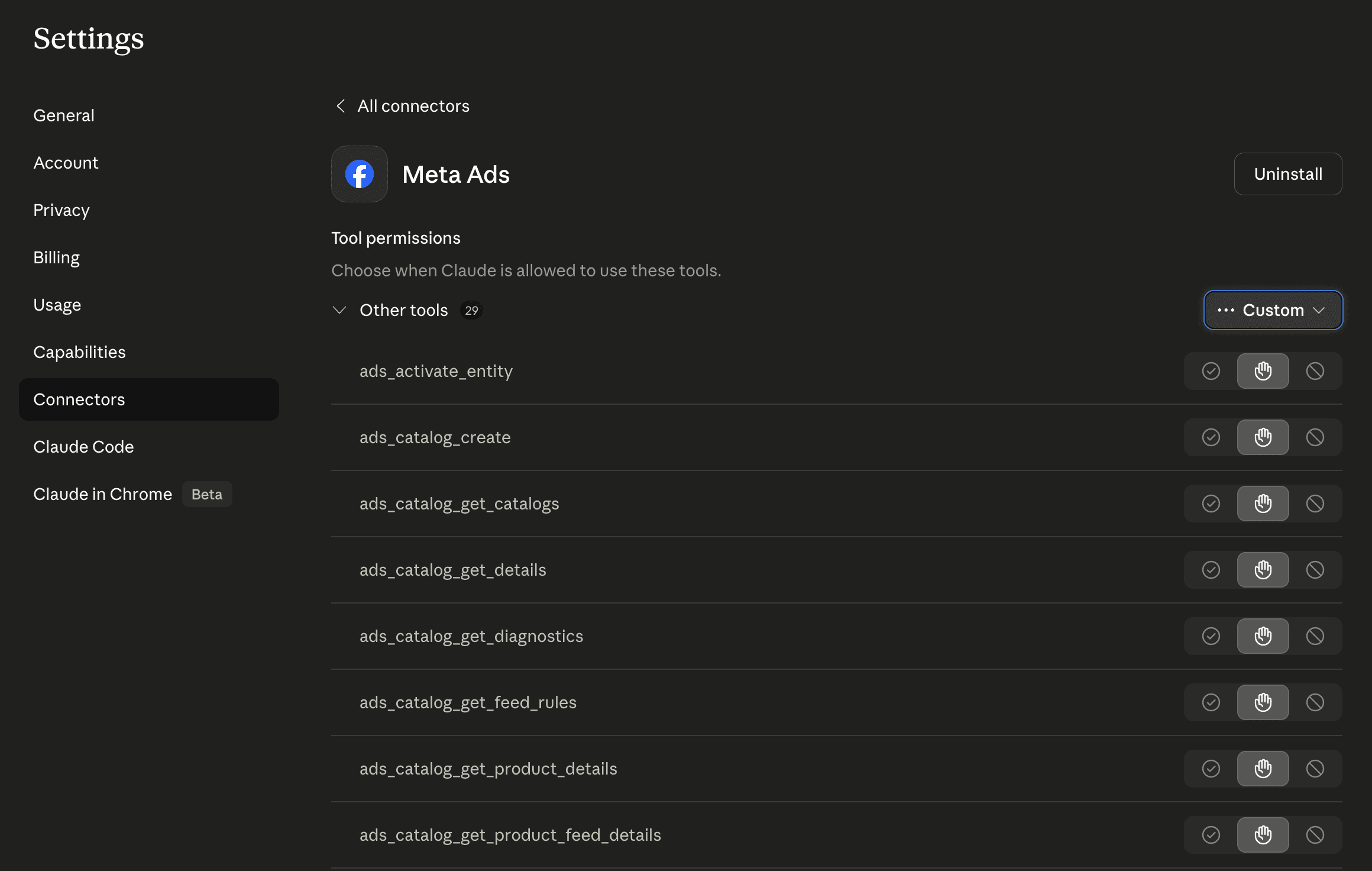 Meta Ads MCP 所有授權功能