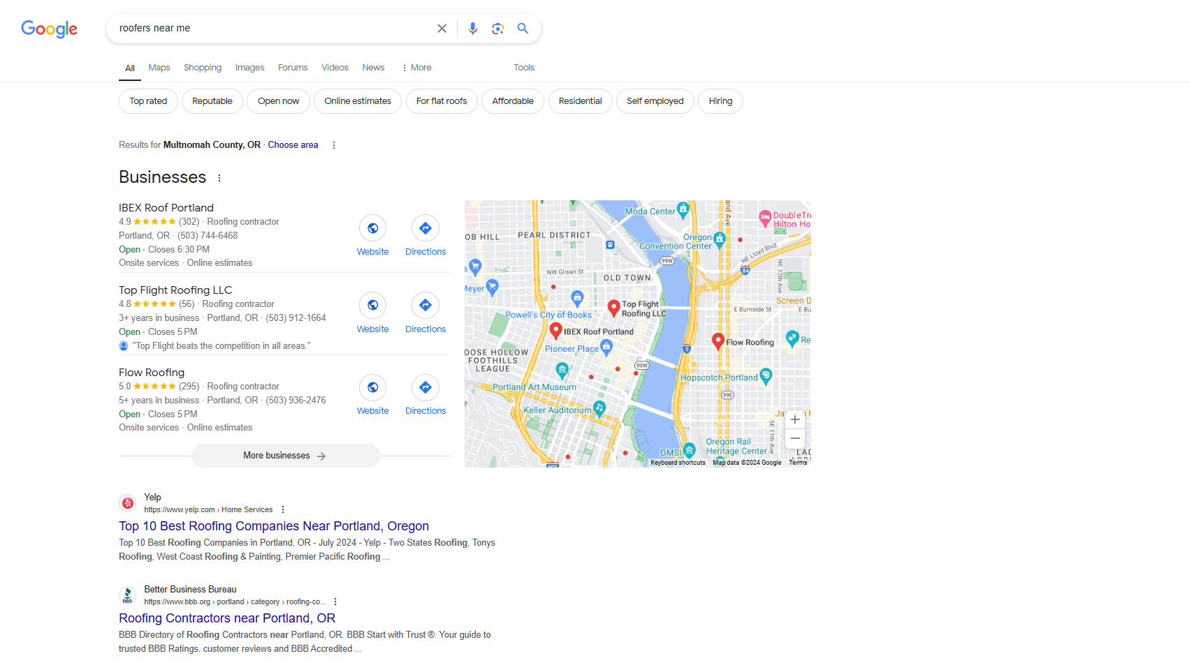 roofers near me first page on google