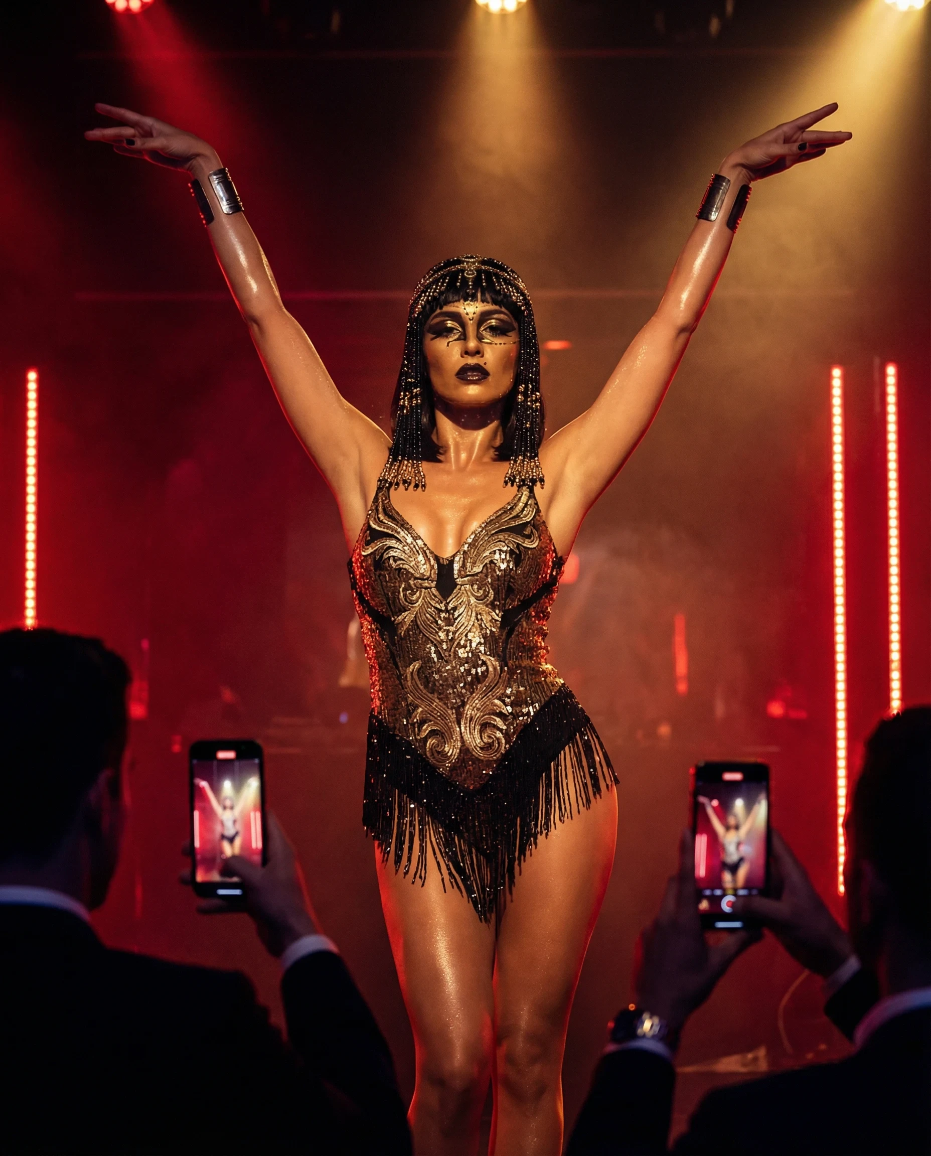 Athlete or dancer mid-leap in motion, photographed with a motion blur effect.