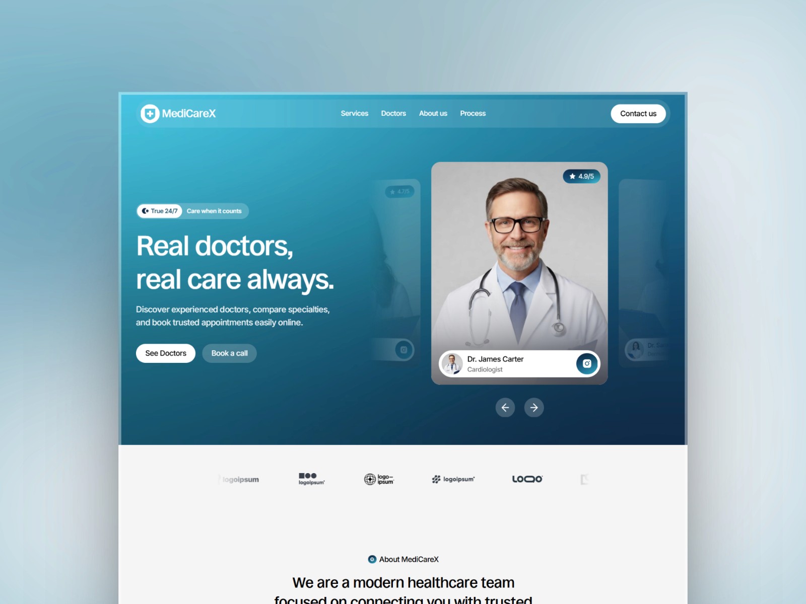 Medicarex — 专业彩色医疗健康网站设计灵感