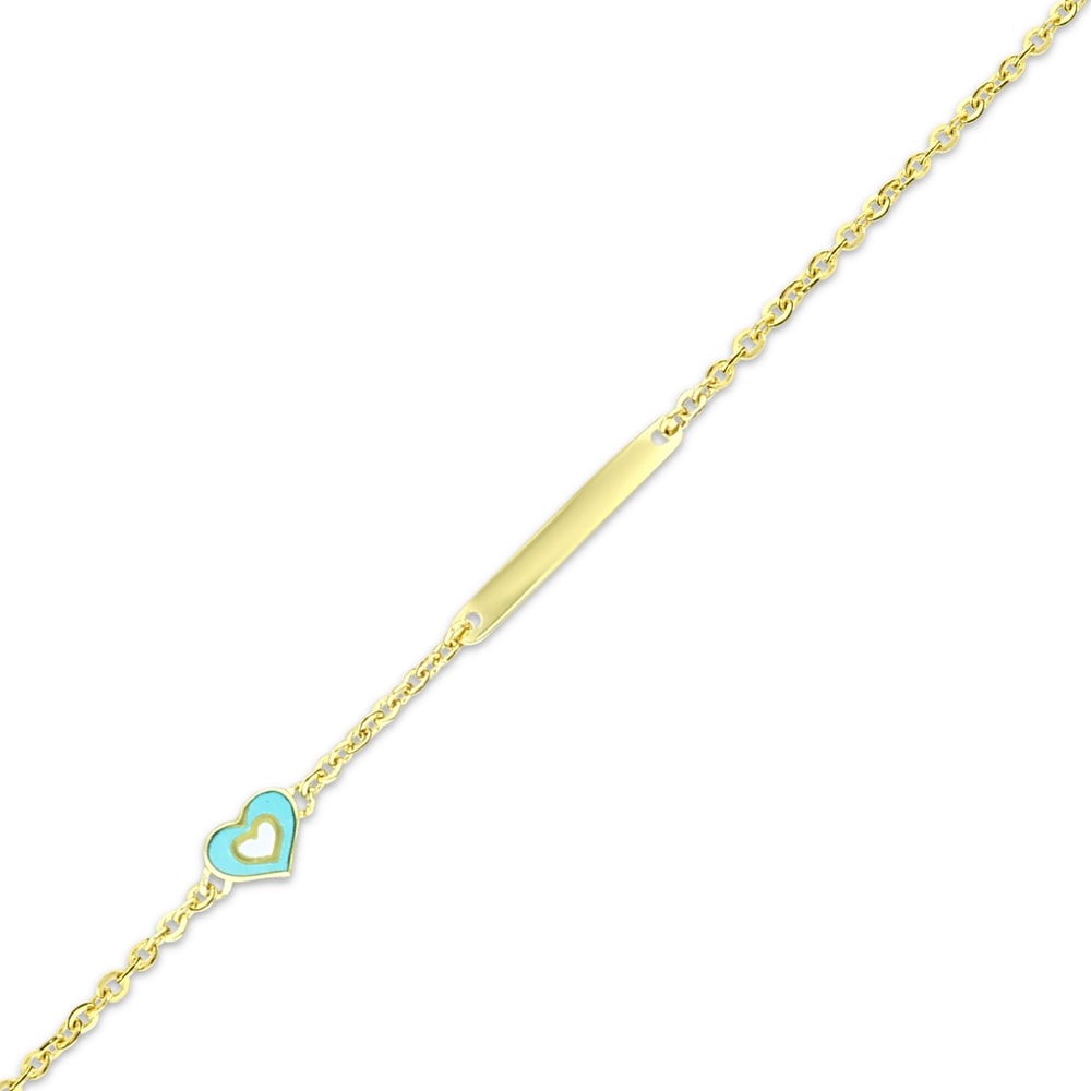 Assos Pırlanta 14 Ayar Altın Kalp Detaylı Çocuk Künye Bileklik