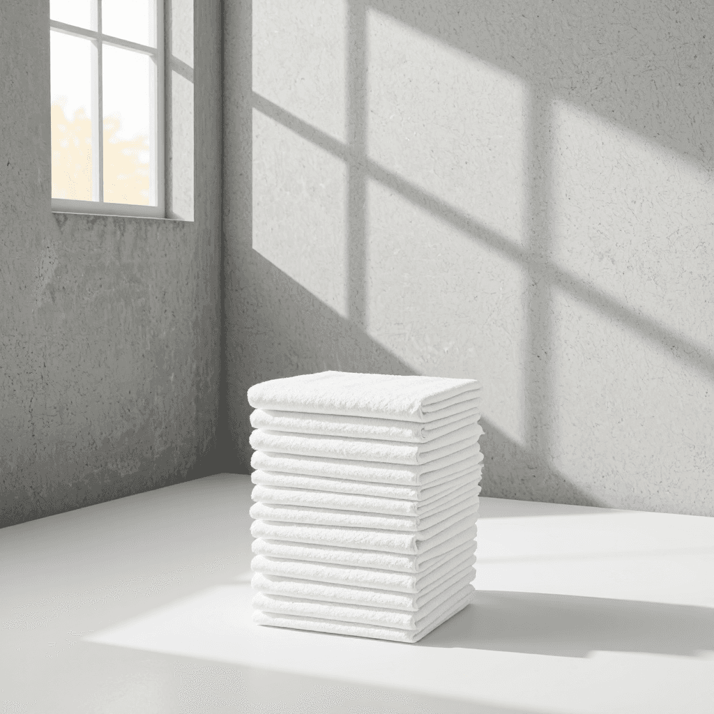 product photography of stack of disposable cleaning cloths