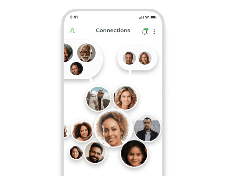 Outreach network showing over 1000+ Oria community users for storytelling engagement.
