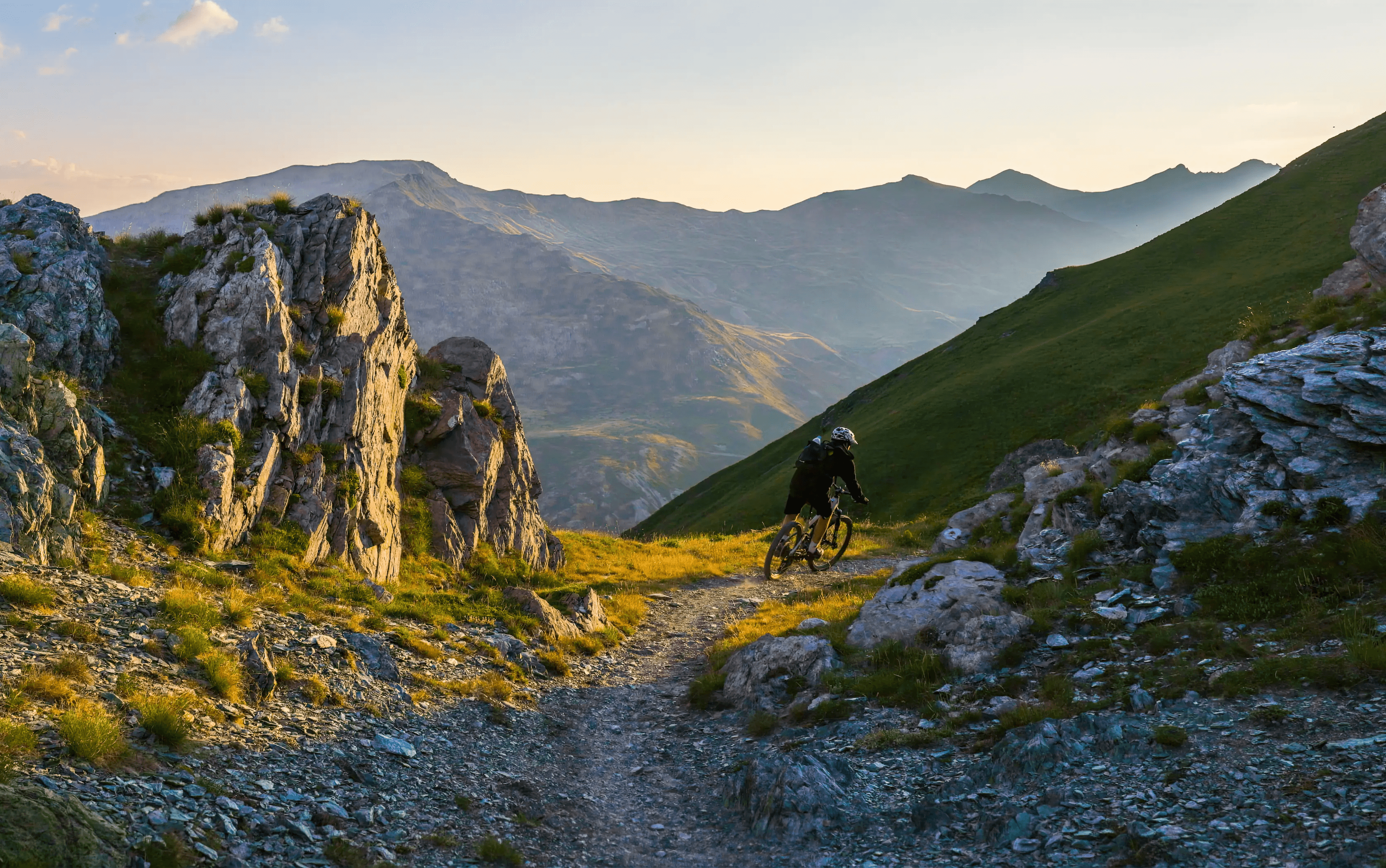 Mountain biking with electric bike Husqvarna on the Dinaric Alps, Albania