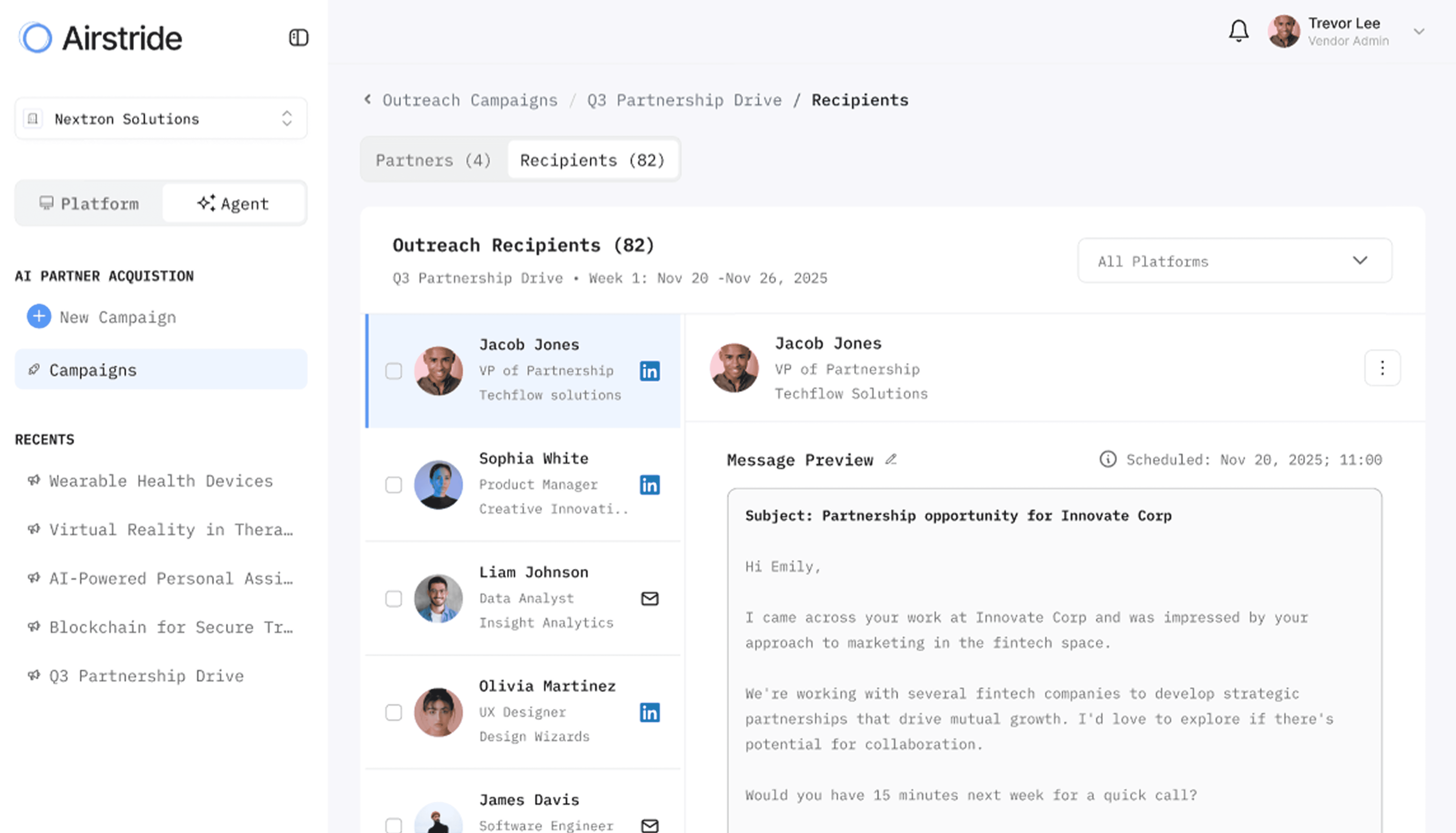 Airstride AI Partner Acquisition Dashboard.