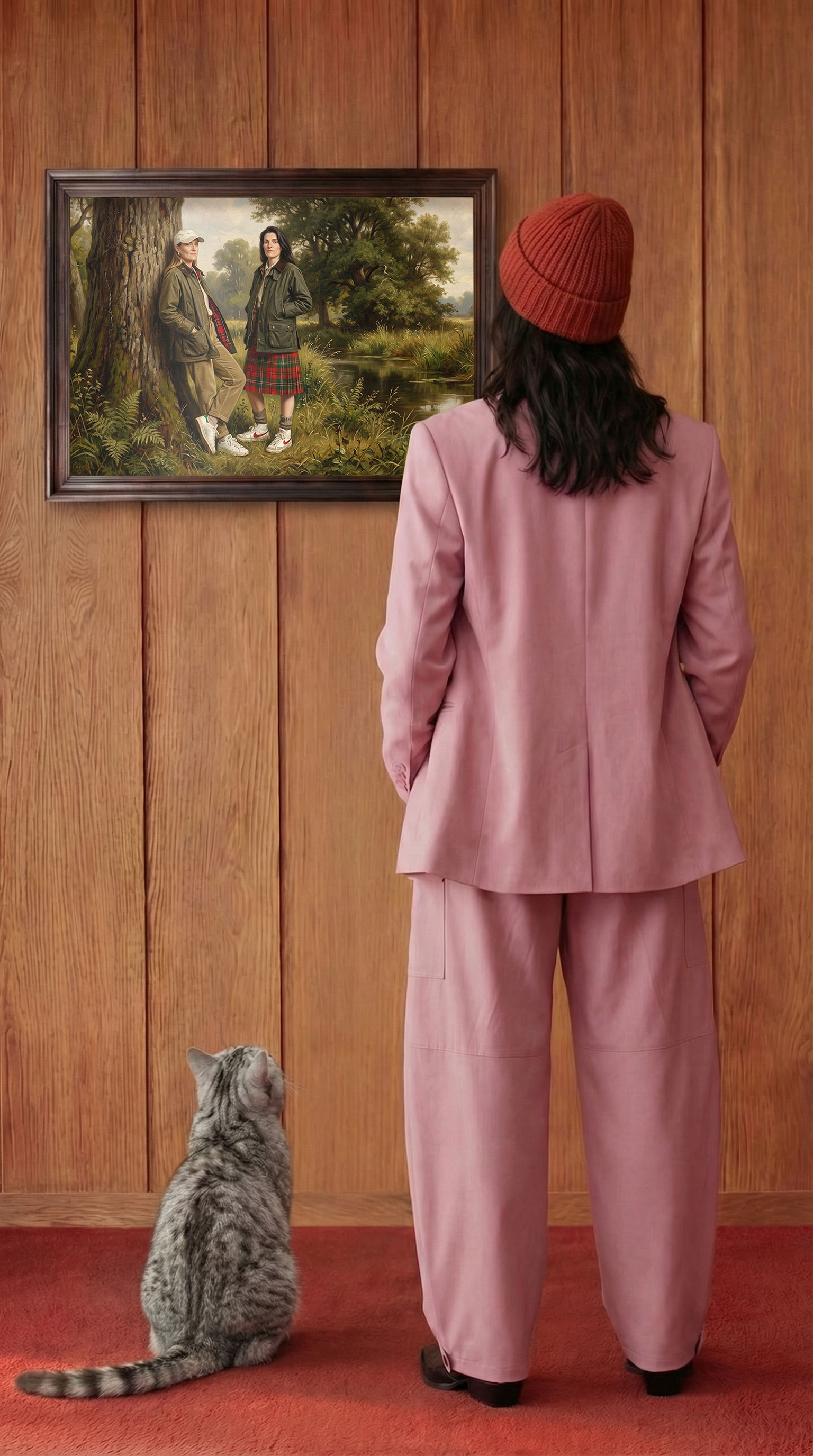 Man looking at brooklyn bridge and new york city skyline.