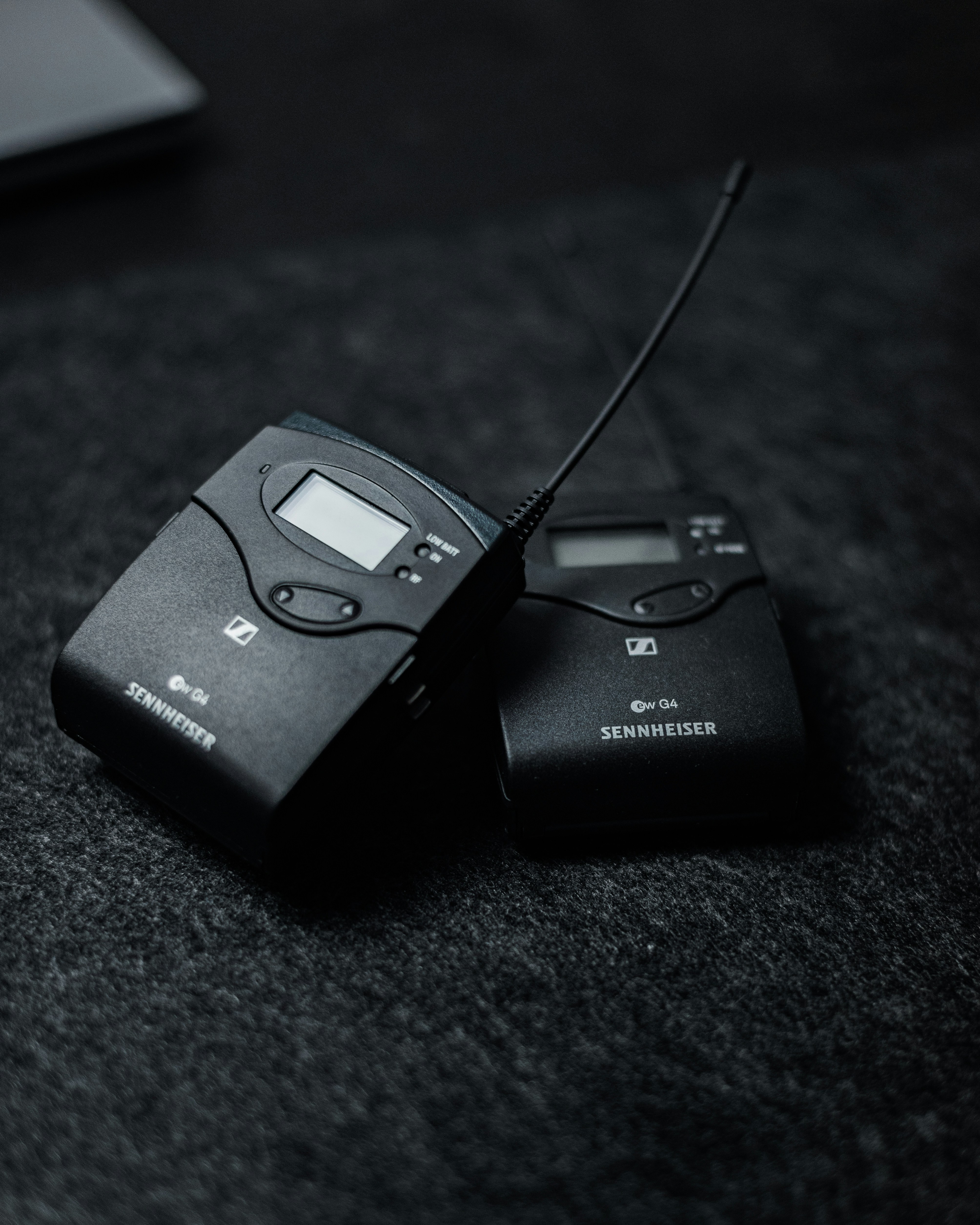 Dark photo of lav mic packs