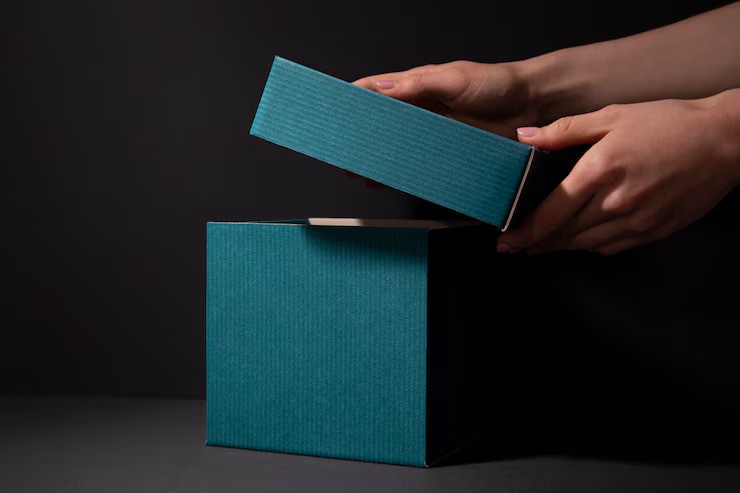 Minimalist product box held in hands
