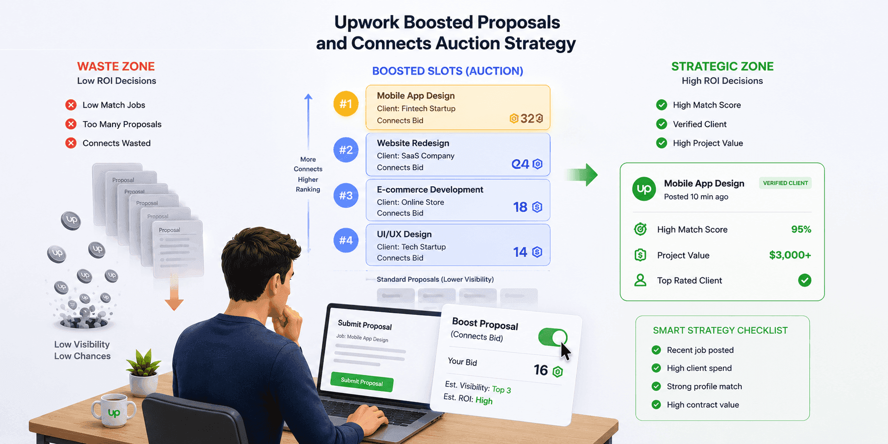 Illustration about upwork boosted proposals: are they worth it?