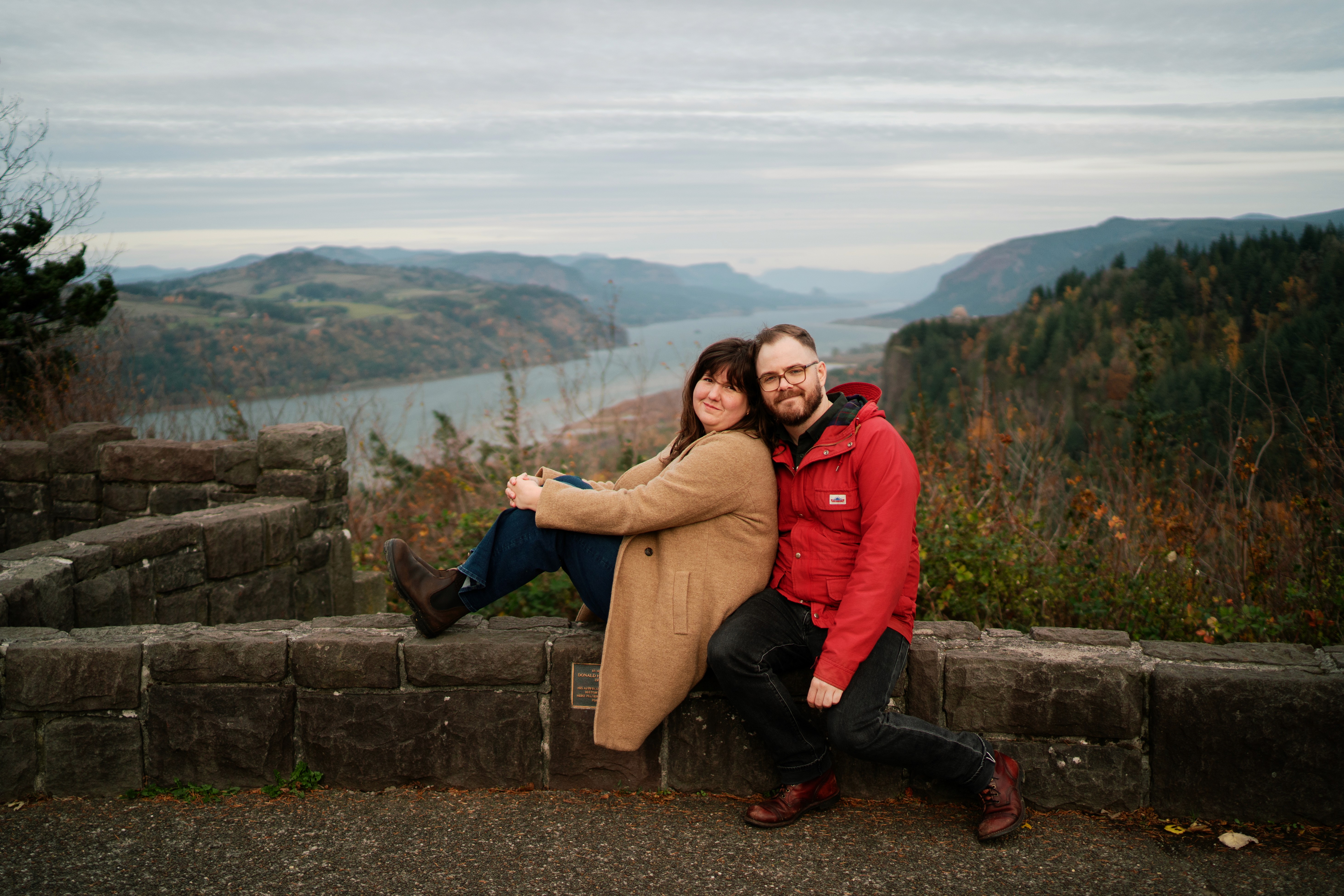 Tourist couple in a bus station