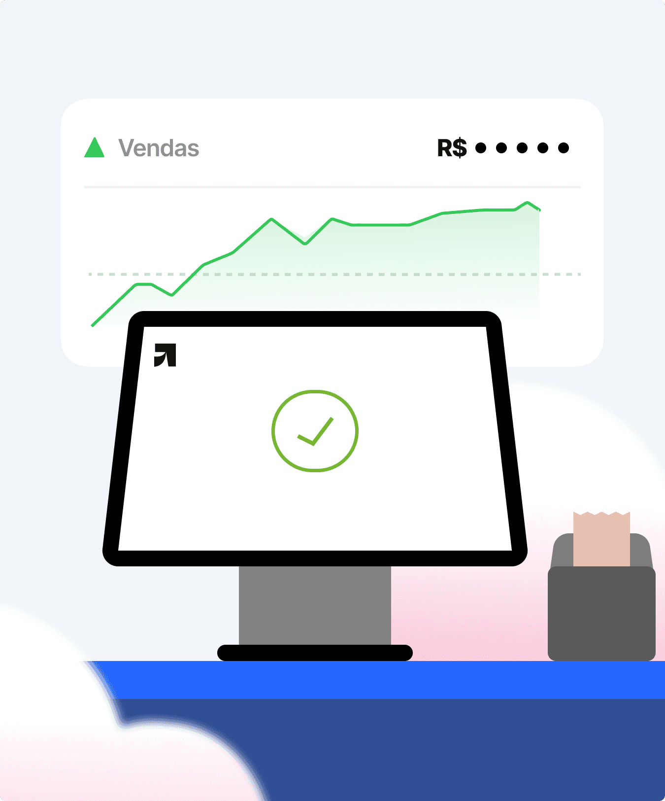 a picture of a yellow background with a blue and orange design