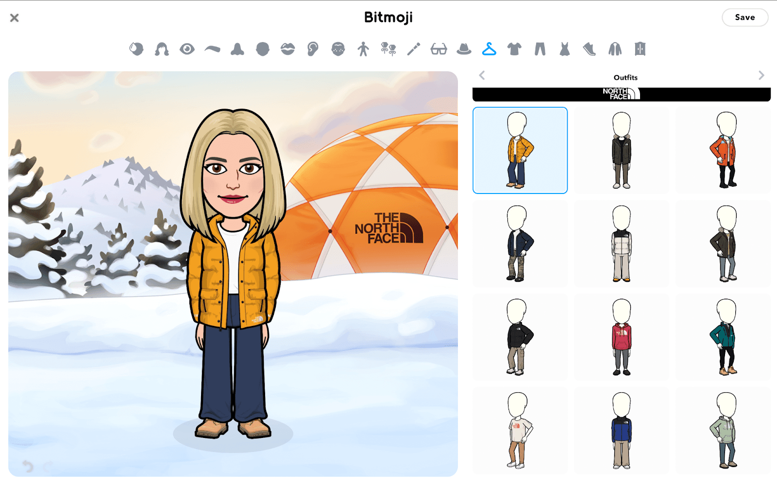 Bitmoji Avatar store has outfits from numerous big brands users can style for their avatar