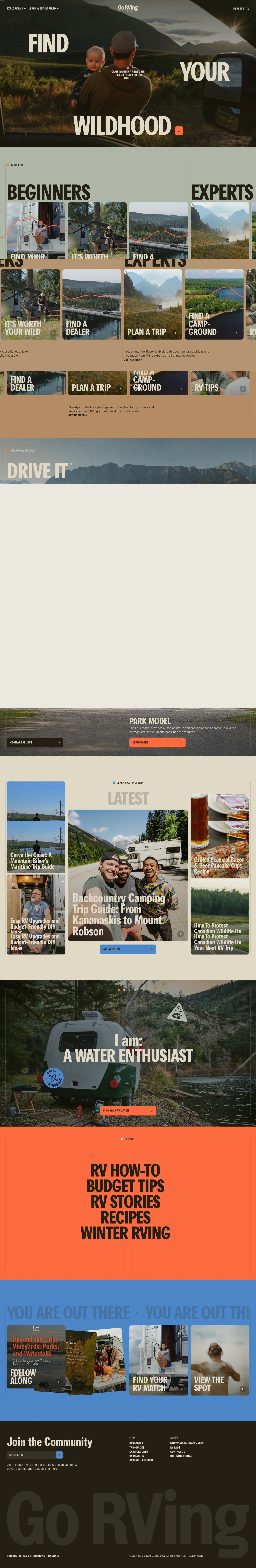 Go RVing is a website that promotes recreational vehicle (RV) travel and provides resources for planning RV trips across Canada.