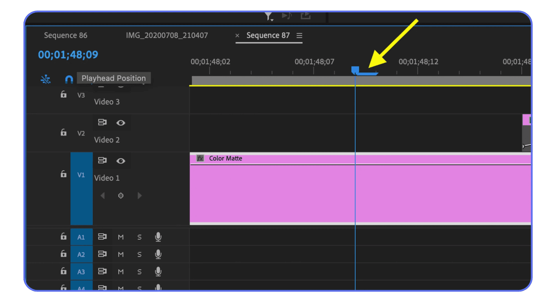 Premiere Pro playhead positioned precisely on the timeline for accurate frame-level editing