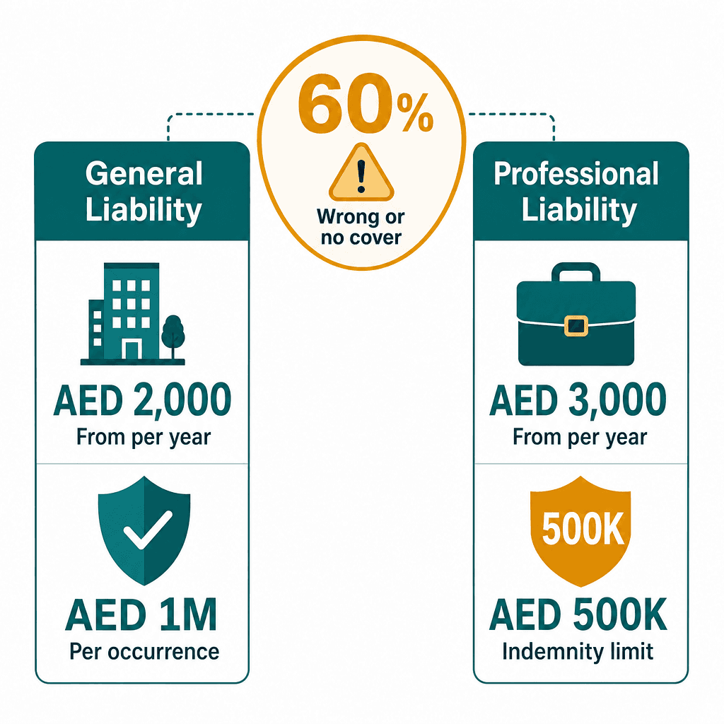 Infographic: General Liability vs Professional Liability Insurance in the UAE