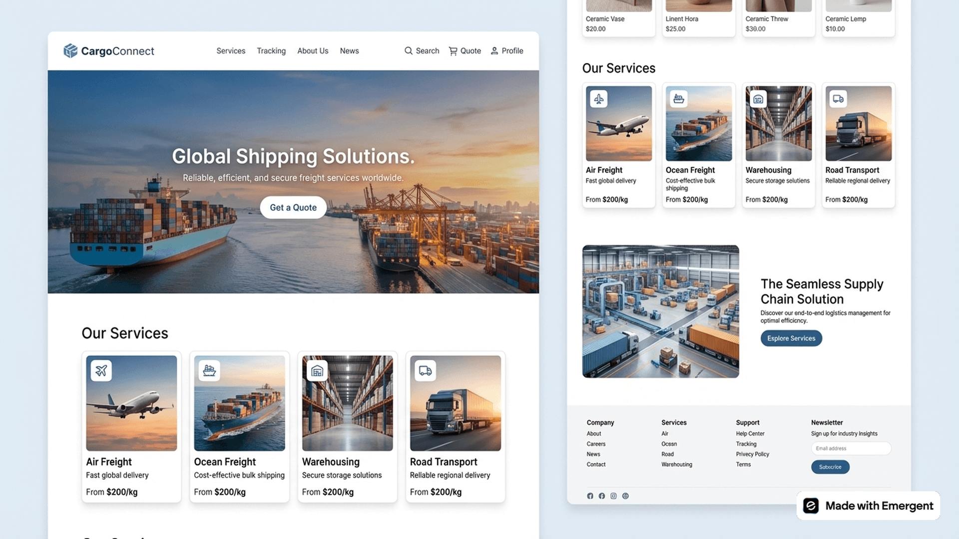 Cargo Website Made with Emergent