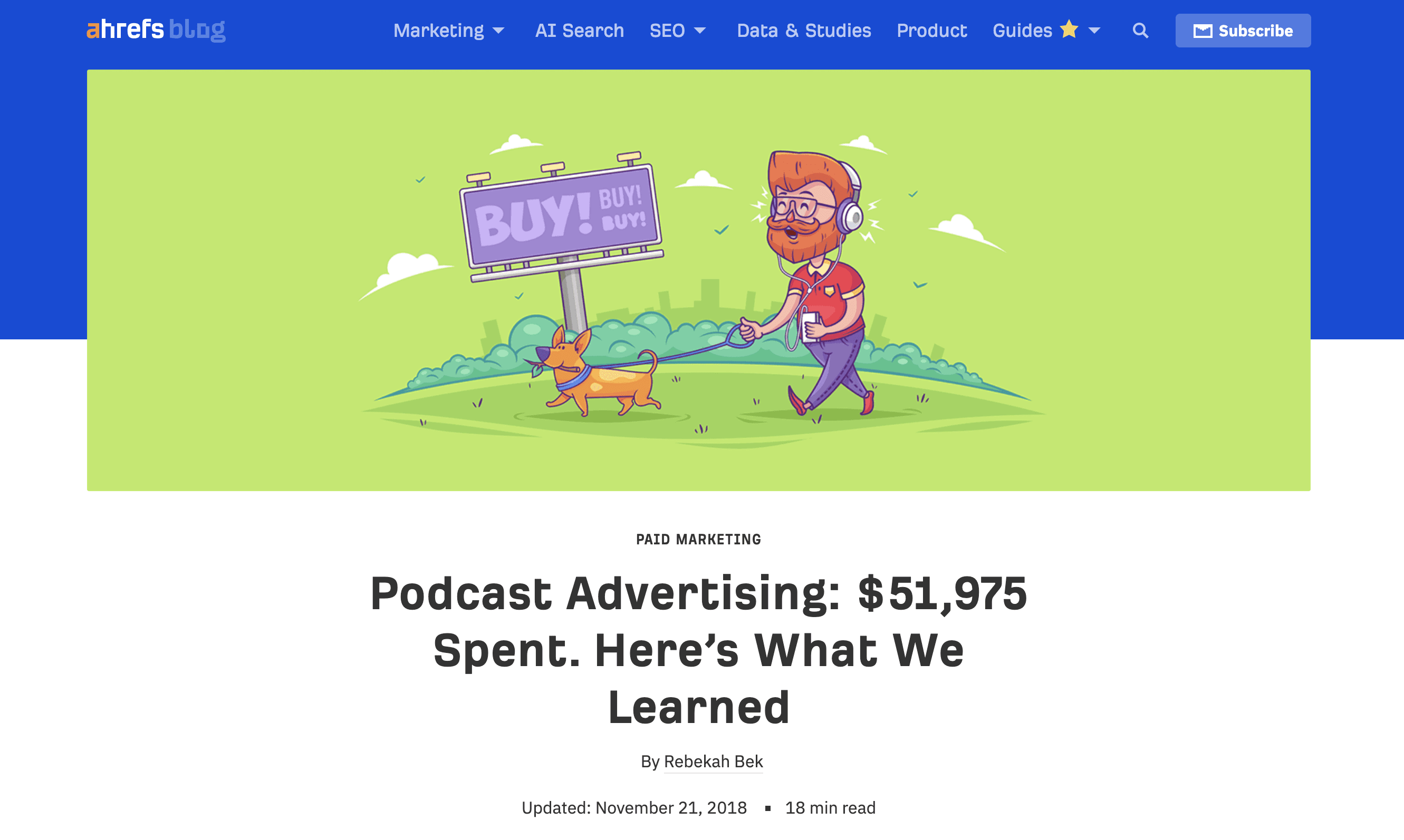 Ahrefs content predicting podcast advertising spend