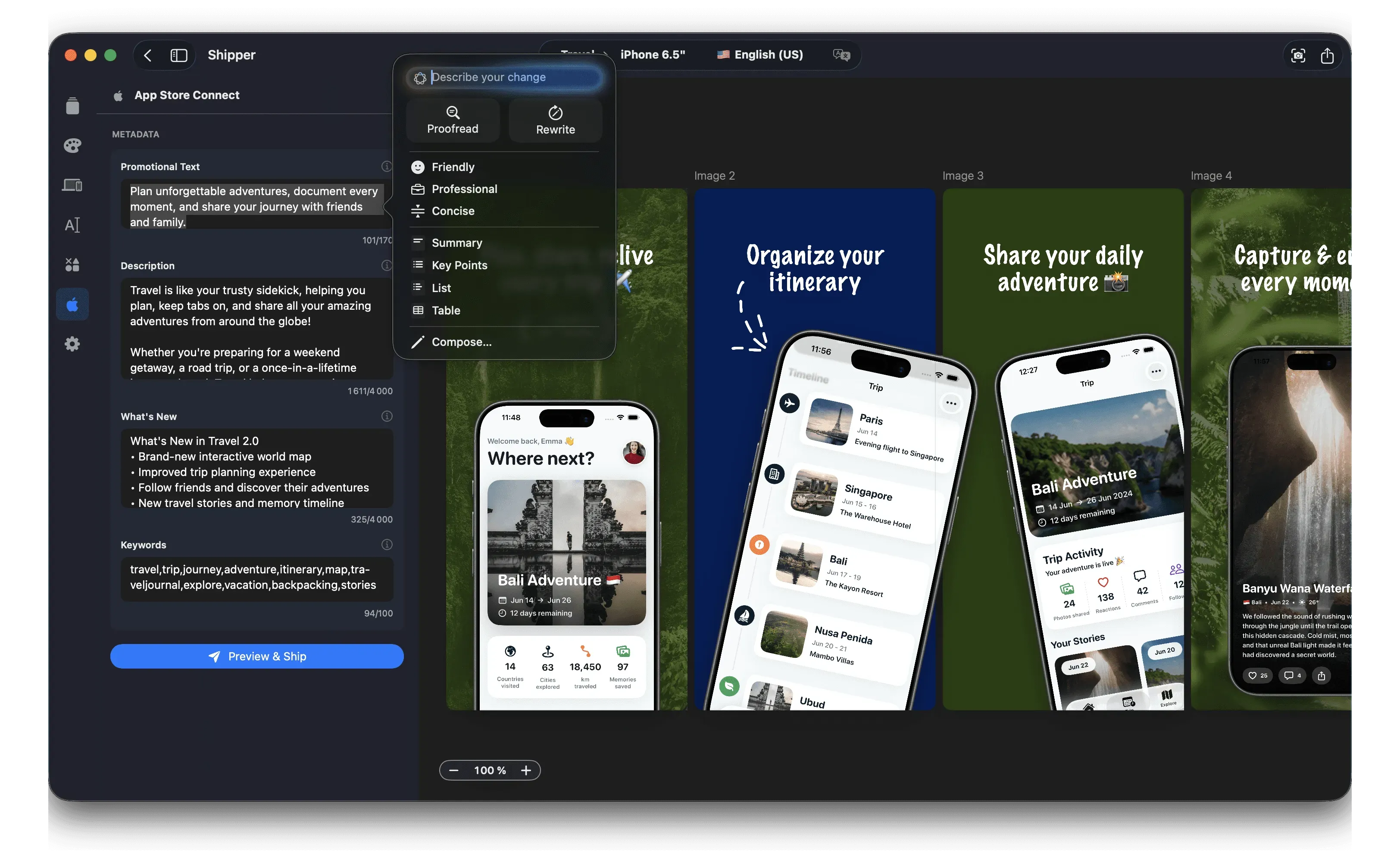 Apple Intelligence - App Store Meta Data - Rewriting
