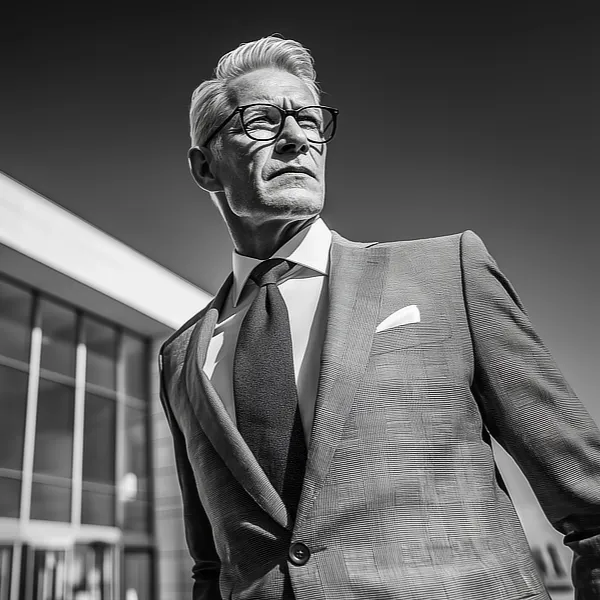 Reifer CEO im grauen Anzug 