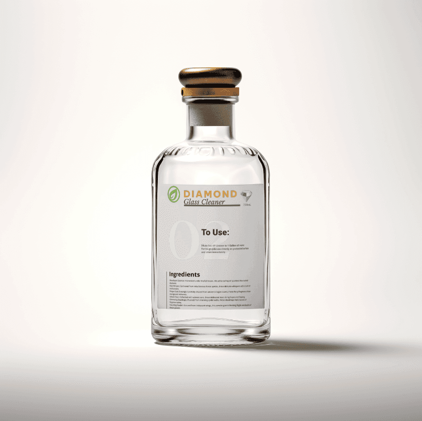 Hacksaw's product label on Glass cleaner 