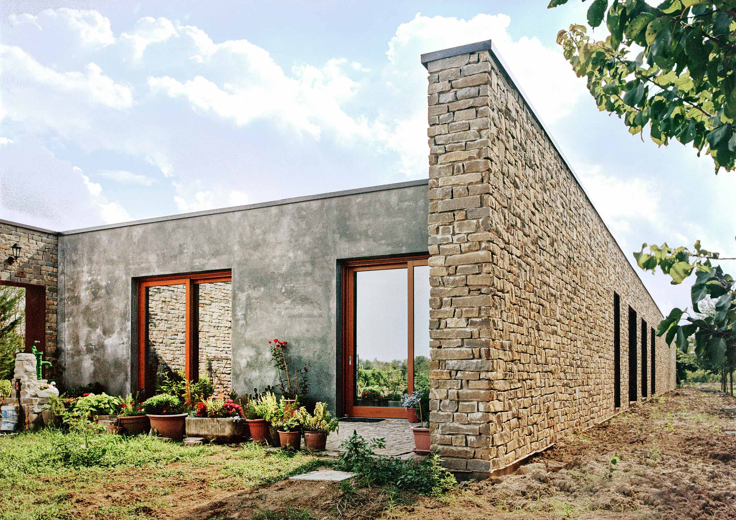 Small workshop with a metal table in the middle