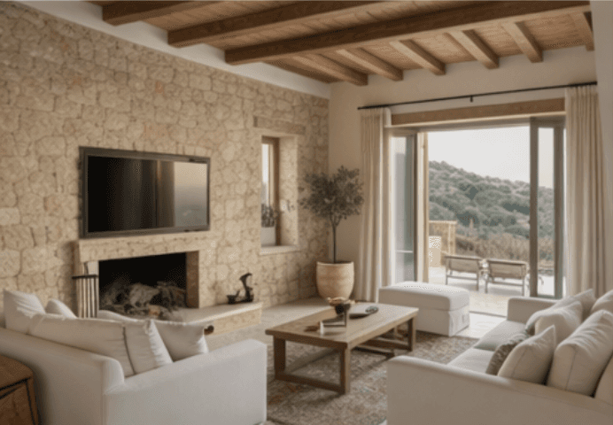 living room of Mediterranean house