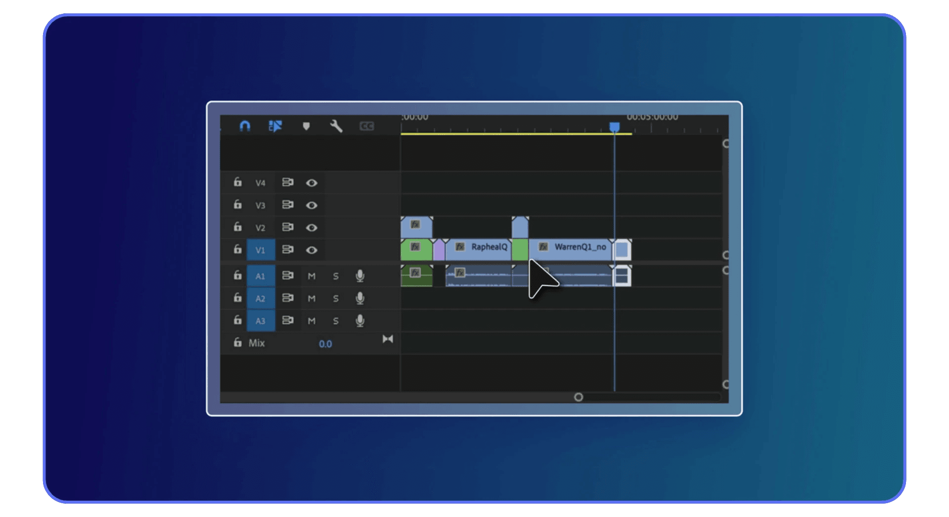 Premiere Pro timeline showing trimmed clips and clean sequence layout