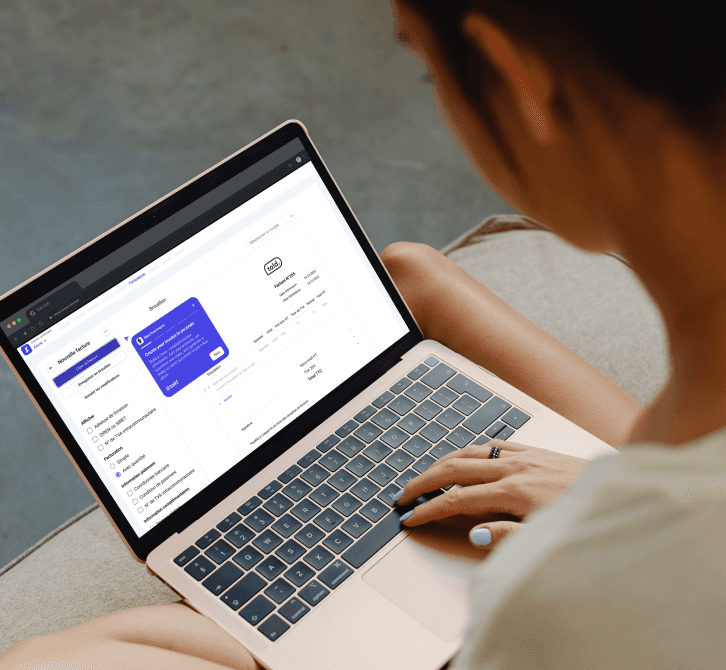 A laptop screen displaying a settings menu with a highlighted product tour in blue.