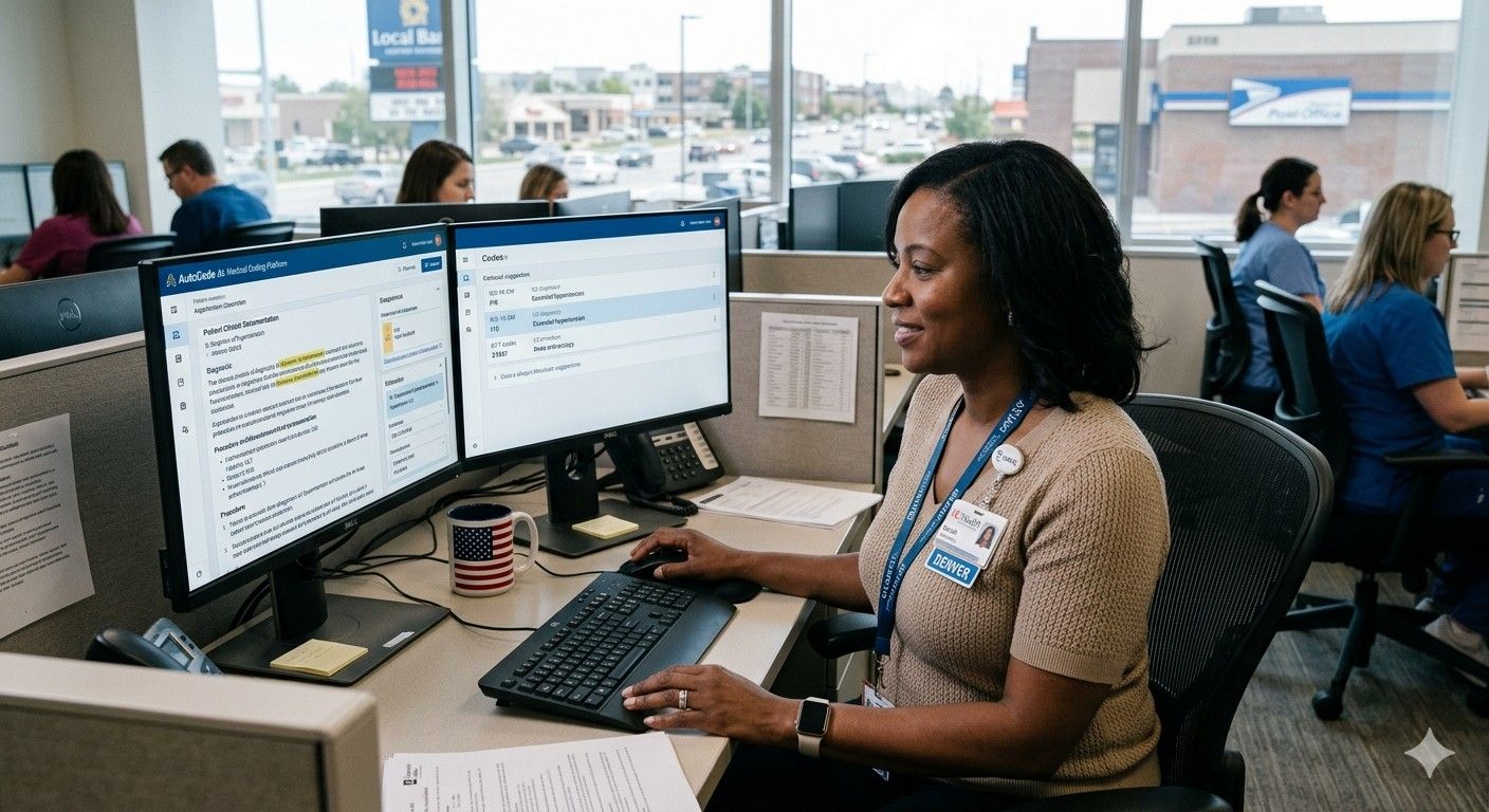 Clinician Using Automated Medical Coding Software