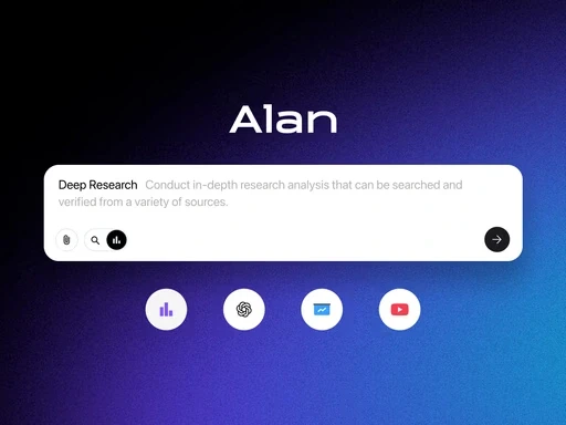 한국어 뉘앙스를 이해하고 심층 연구(Deep Research)를 수행하는 AI 에이전트 Alan의 검색 인터페이스