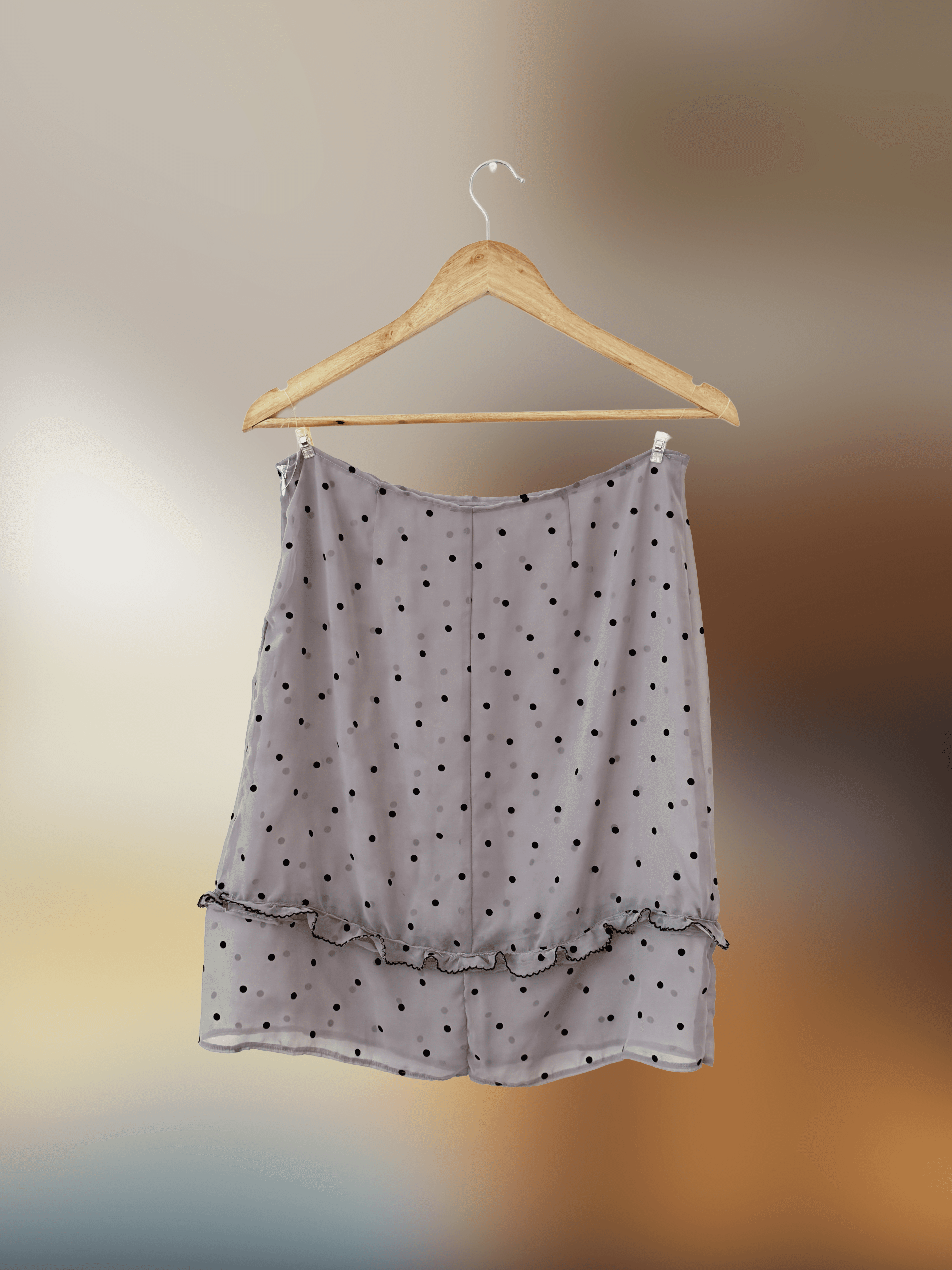 back of polka dot midi skirt