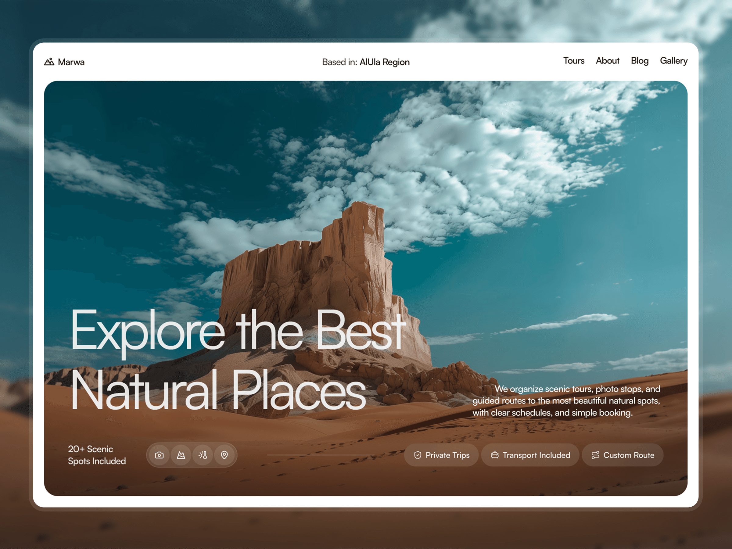 Landing page template with product-focused layout