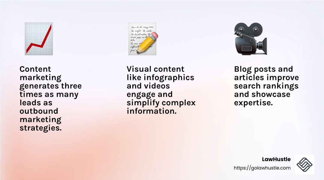 Content marketing stat - Lead generation for attorneys infographic 3_facts_emoji_light-gradient