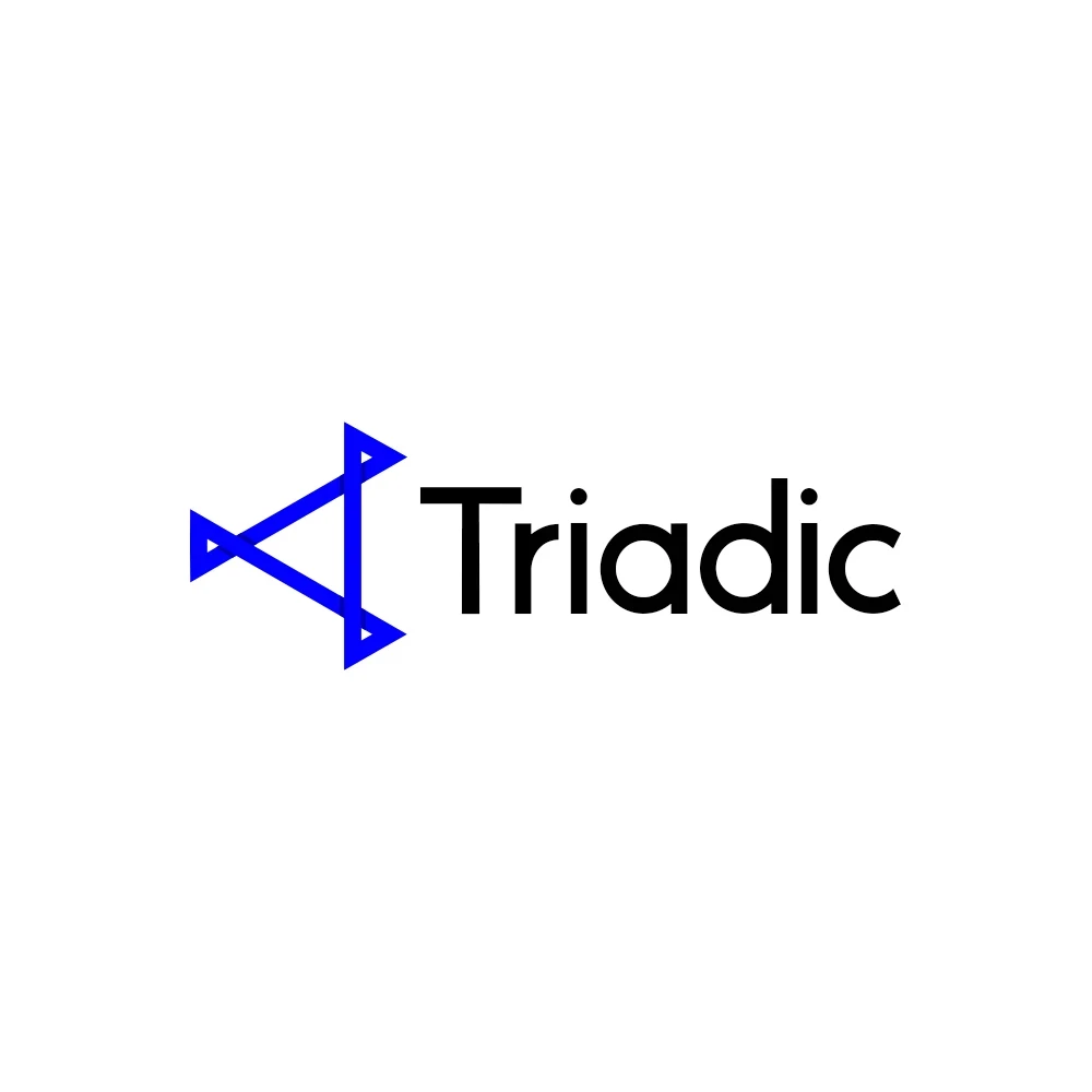 Triadic logo and tech branding assets designed with clean, modern UI Digital interface mockups for Triadic, a technology solutions startup