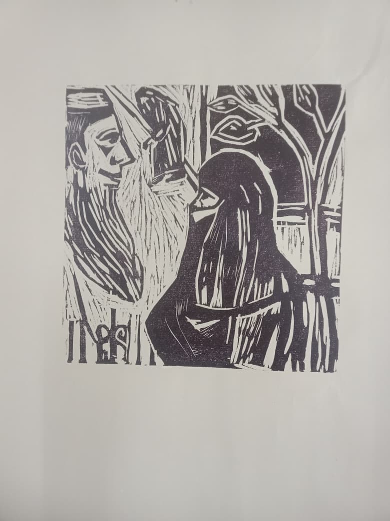 herd of sheep on road painting