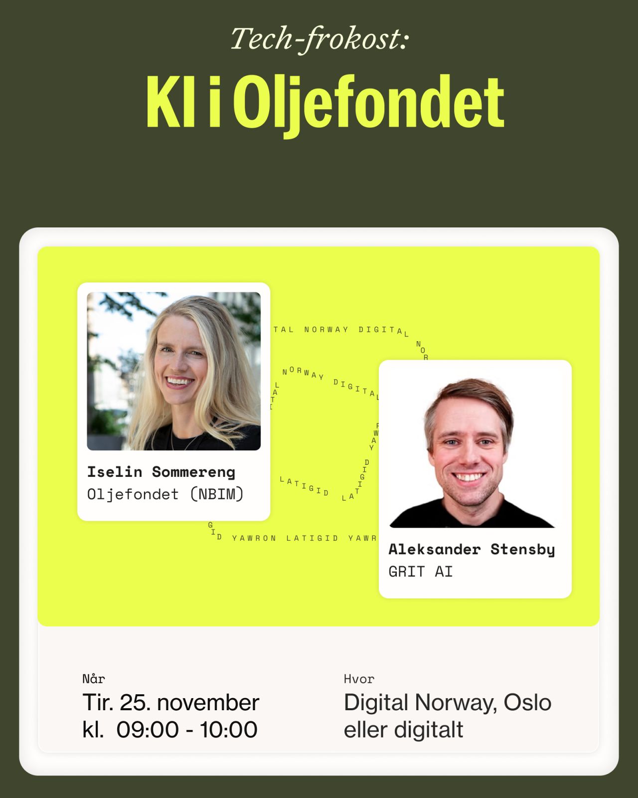 Tech Breakfast at Digital Norway: AI in the Norwegian Sovereign Wealth Fund with Iselin Sommereng and Aleksander Stensby